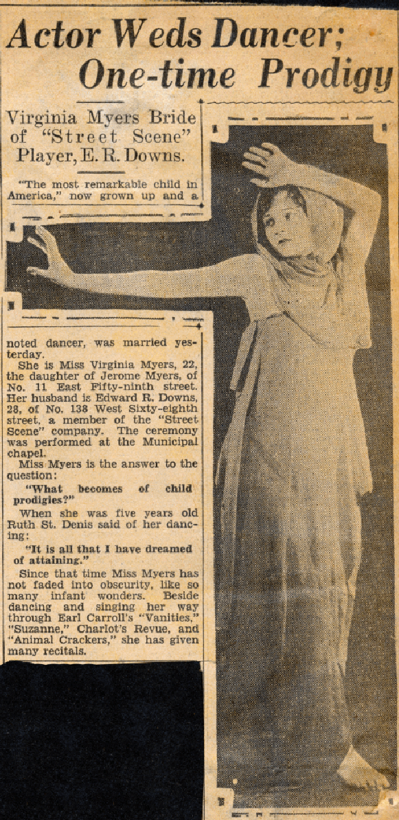 ACTOR WEDS DANCER; ONE-TIME PRODIGY 1930