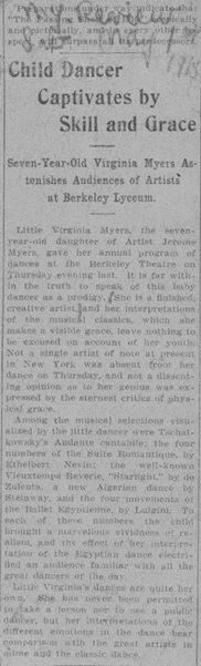 CHILD DANCER CAPTIVATES BY SKILL AND GRACE 1915