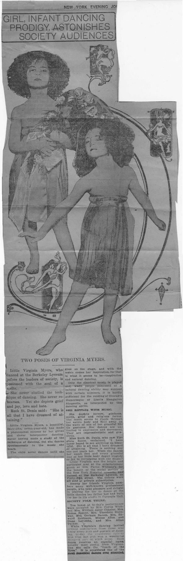 GIRL, INFANT DANCING PRODIGY, ASTONISHES SOCIETY AUDIENCES - NY EVENING JOURNAL, FEB 12, 1914